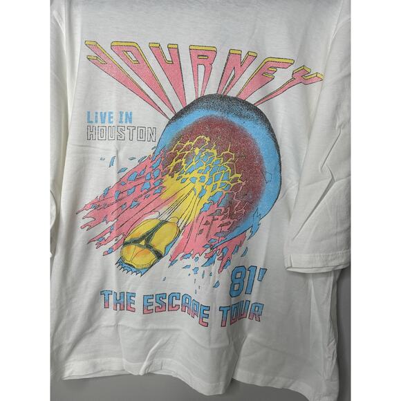 NWT Recycled Karma Journey The Escape Tour T-Shirt White & Pink Sz M - Picture 2 of 3